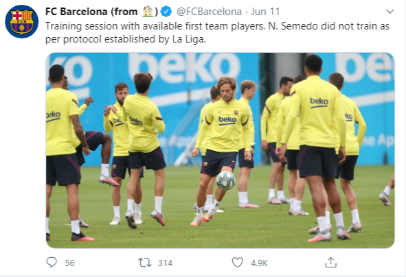 Nelson Semedo was kept out of training in Barcelona  